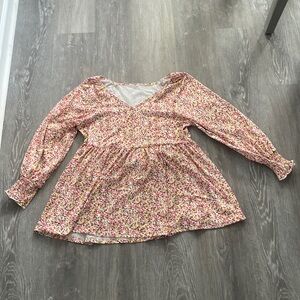 Floral V-Neck Fit and Flare Mini Dress